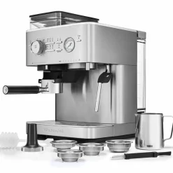 Espressomaskin med kaffekvarn, porcelain white