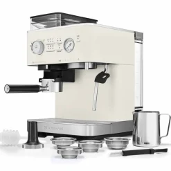 Espressomaskin med kaffekvarn, stainless steel