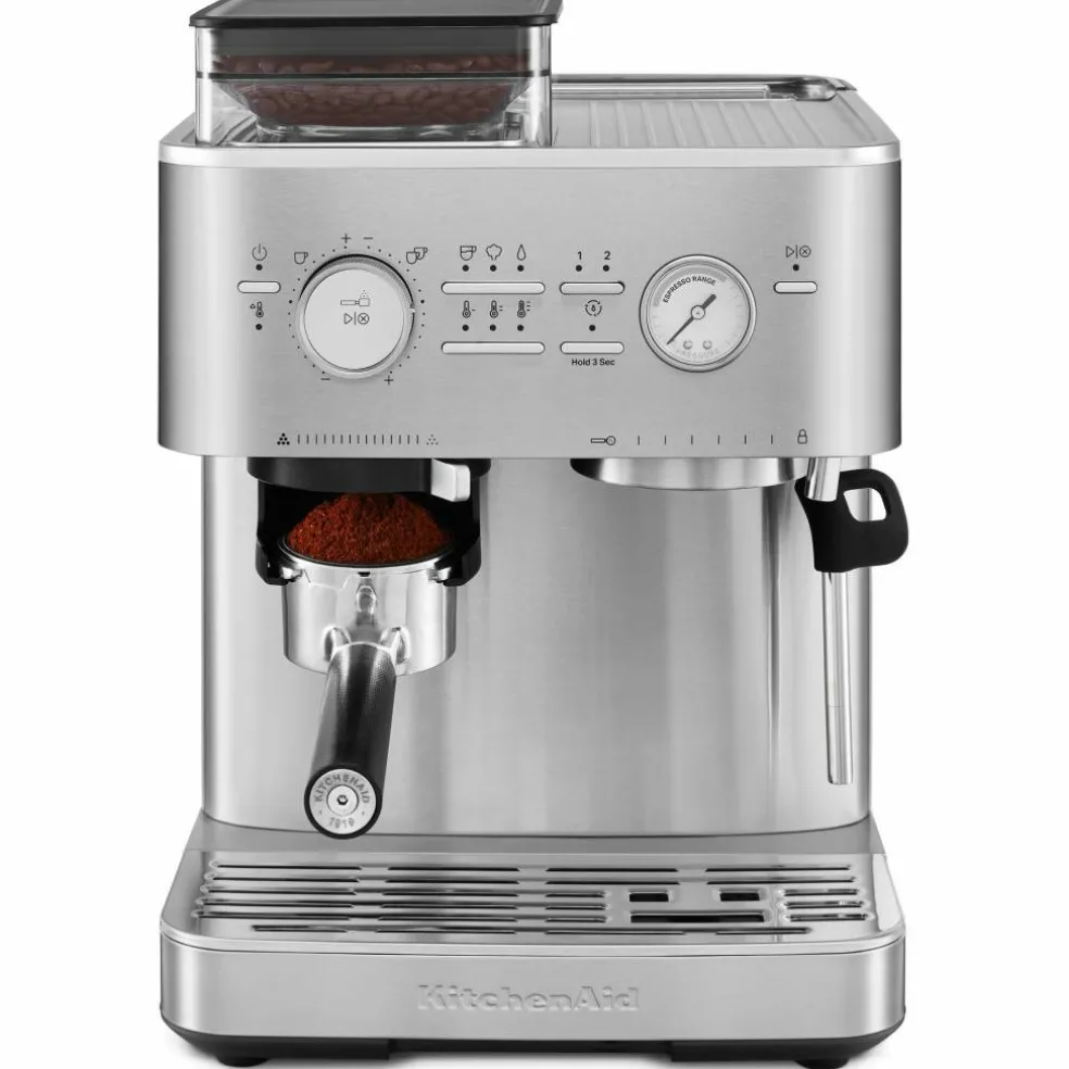 Espressomaskin med kaffekvarn, stainless steel