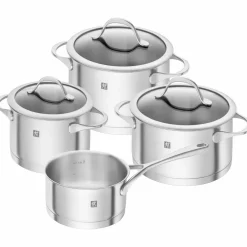 Essence gryt- och kastrullset, 4 delar + 3 lock, rostfritt stål