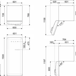 FAB28LCR6 Kylskåp Med Frysfack 153cm Vänsterhängd Creme