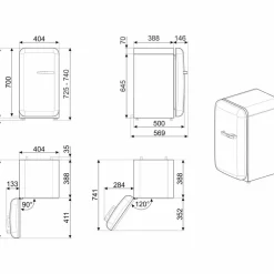 FAB5LCR6 Minibar 73cm Vänsterhängd Creme