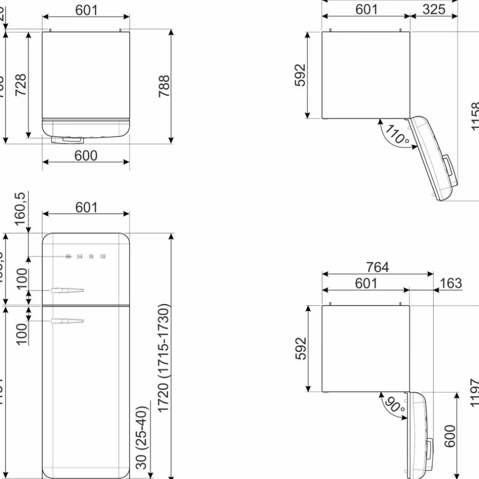 FAB30RBE6 Kyl/Frys 172cm Högerhängd Blå
