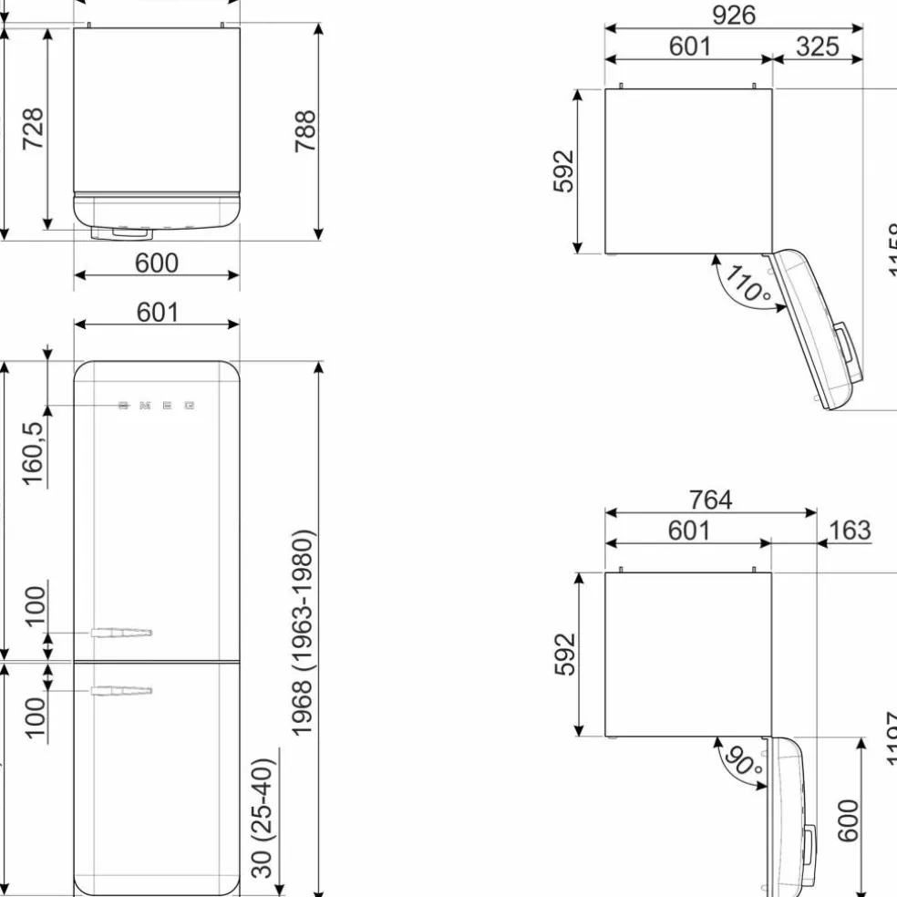 FAB32RBL6 Kyl/Frys 197cm Högerhängd Svart