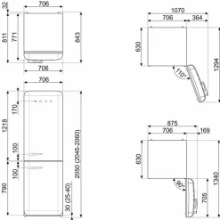 FAB38RRD6 högerhängd kyl/frys 70 cm, röd