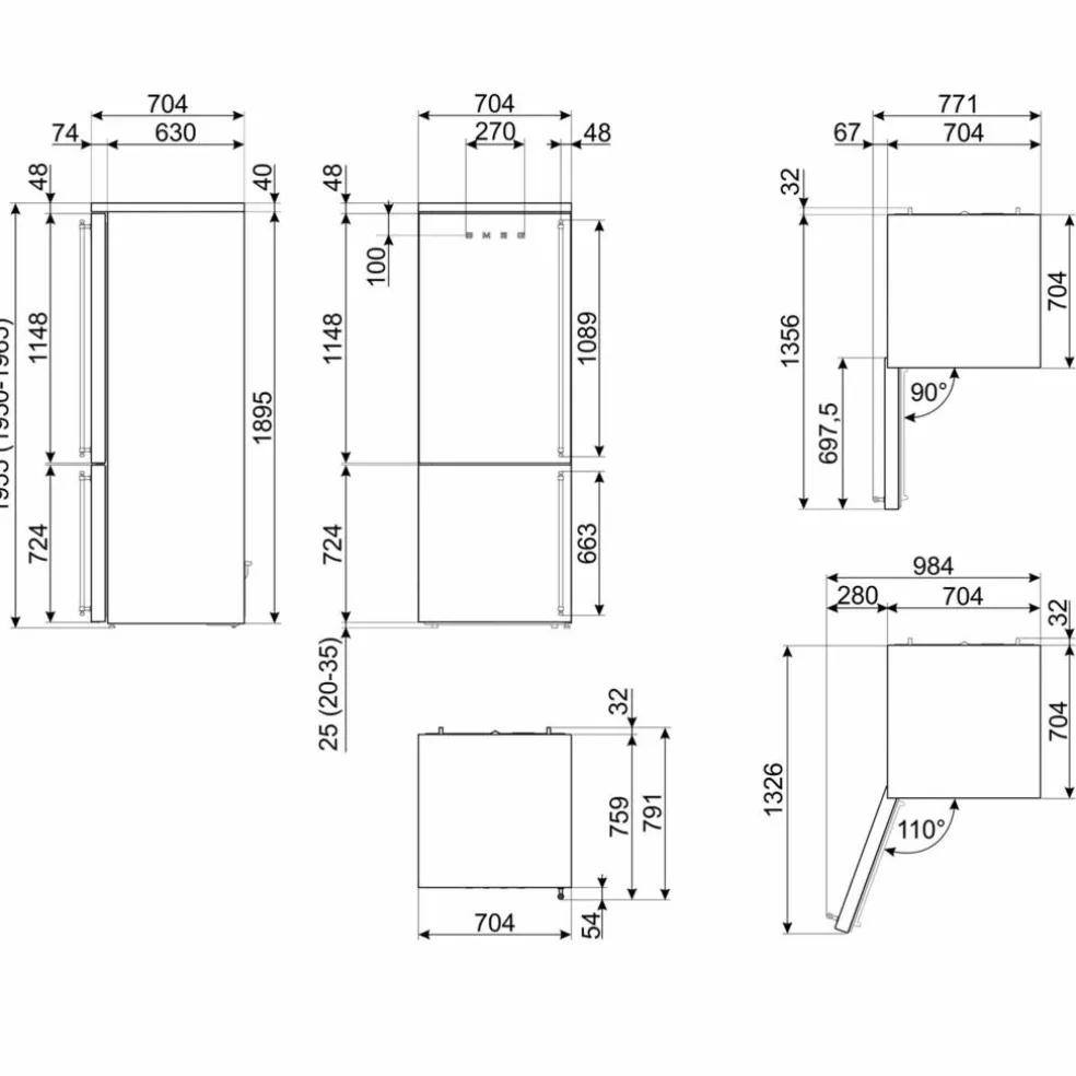 FA8005LPO6 vänsterhängd kyl/frys 70 cm, creme