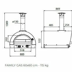 Family Gas Pizzaugn 60x60 cm. Antracit
