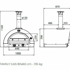 Family Gas Pizzaugn 80x60 cm. Antracit