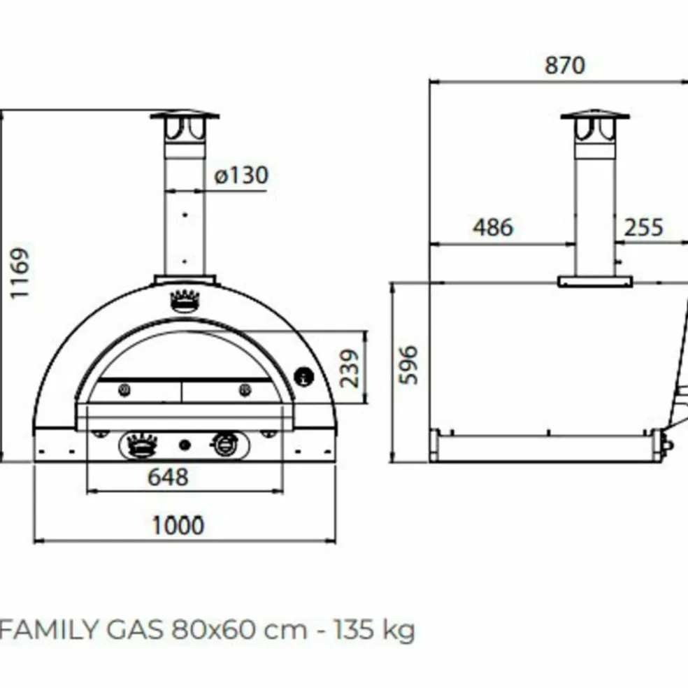 Family Gas Pizzaugn 80x60 cm. Antracit