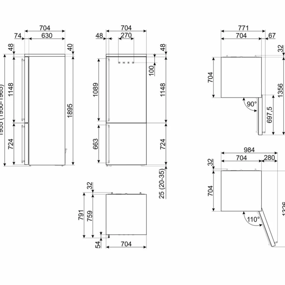 FA8005RAO6 högerhängd kyl/frys 70 cm, antracit