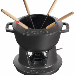 Fondue set 18 cm svart med blank insida