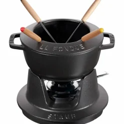 Fondue set 16 cm svart med blank insida