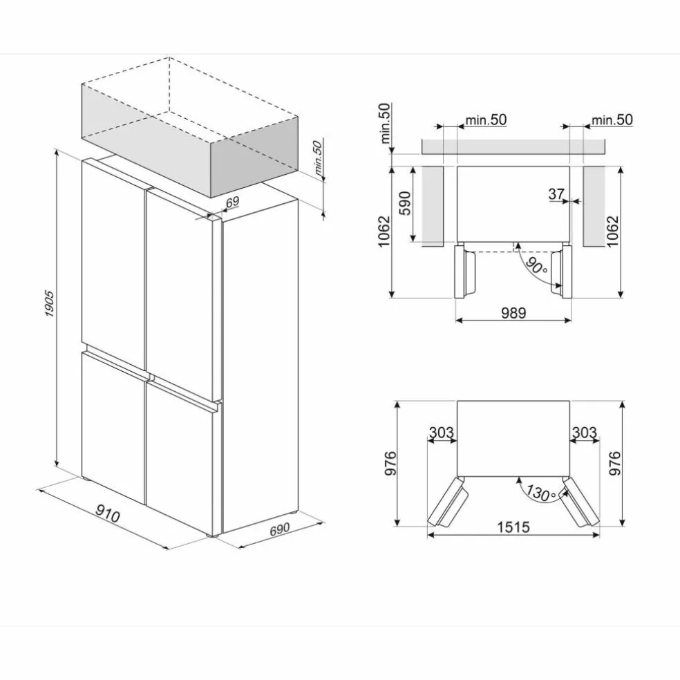 FQI60KD French Door kylskåp, svart