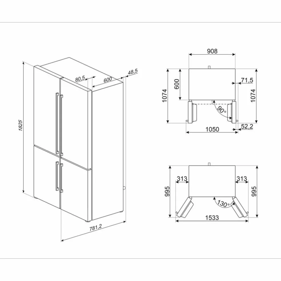 FQ60XDAIE Kyl/Frys Rostfri 182CM