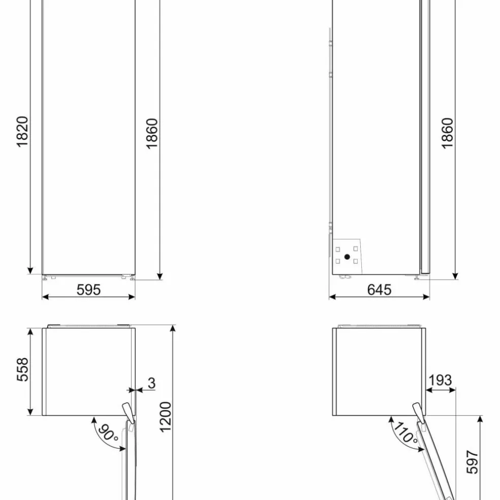 FS18EV2HX kylskåp, rostfritt stål, 186 cm