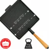 Fyrkantig gjutjärnsgrillpanna 28 cm, stålhandtag