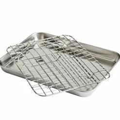 Gastrobleck + galler 31,5x24,5x2,5 cm, rostfritt stål
