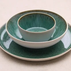 Gastro middagstallrik 27 cm, vit/grön