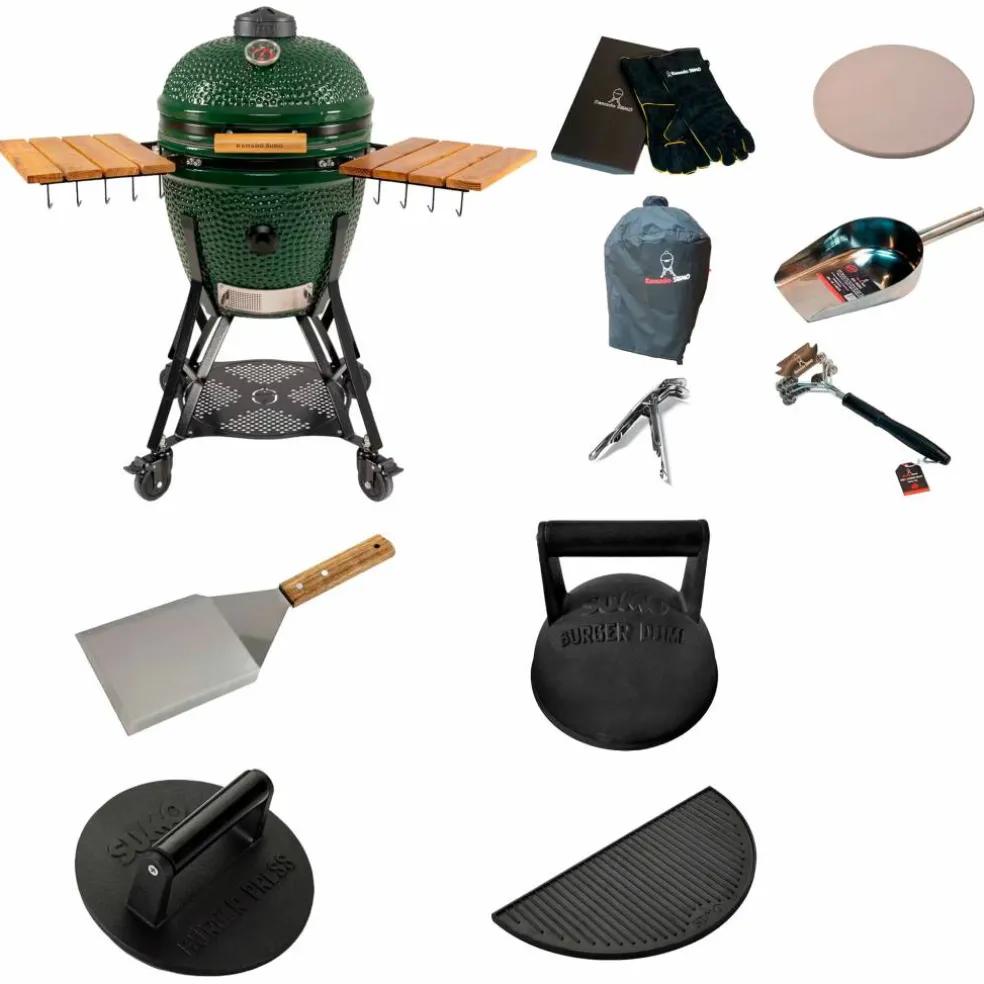 Gen 2 Large kamadogrill med smashpaket, grön