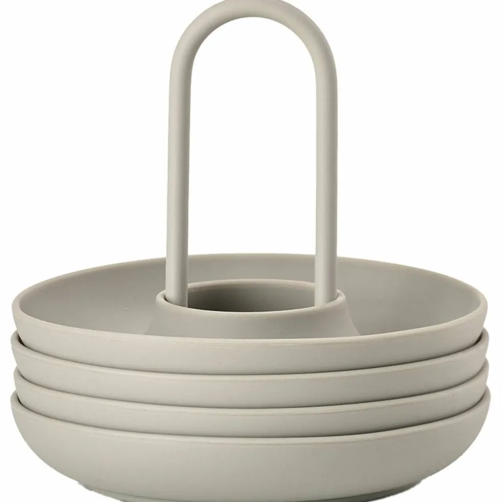 Äggkopp + hållare 4 st, taupe