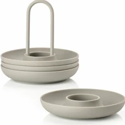 Äggkopp + hållare 4 st, taupe