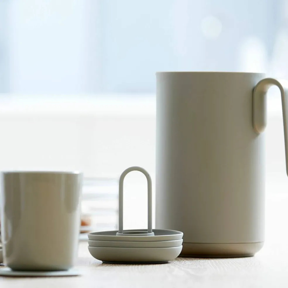 Äggkopp + hållare 4 st, taupe