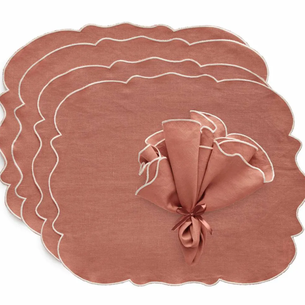 Gia bordstablett linne 45 × 35 cm 2-pack, vit/blå