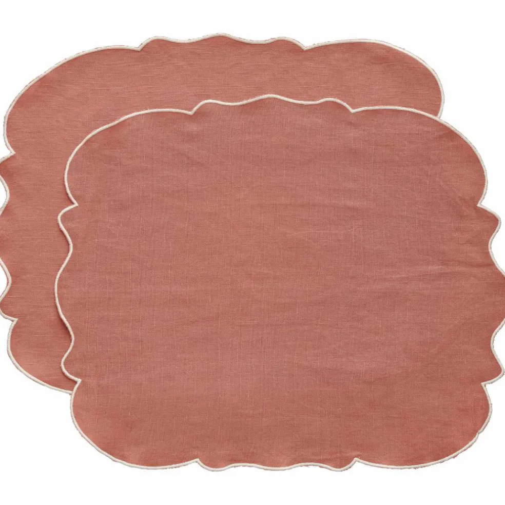Gia bordstablett linne 45 × 35 cm 2-pack, vit/blå