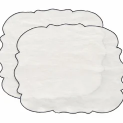 Gia bordstablett linne 45 × 35 cm 2-pack, vit/blå