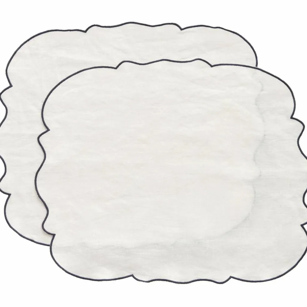 Gia bordstablett linne 45 × 35 cm 2-pack, vit/blå