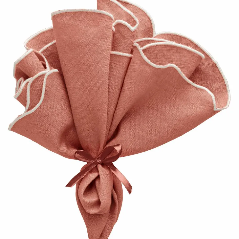 Gia linservett 45 × 45 cm 2-pack, rosa/vit