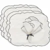 Gia textilset 4 bordstabletter + 4 servetter, rosa/vit