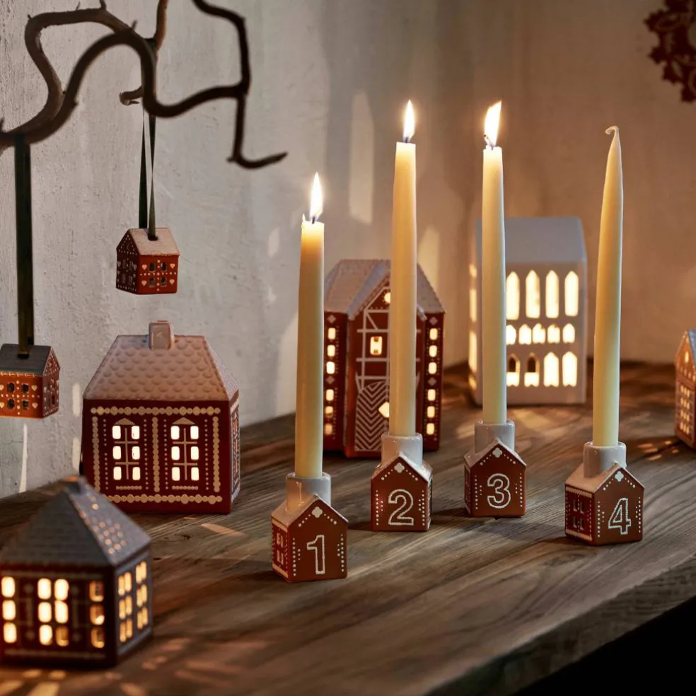 Gingerbread adventsljusstake 7,5 cm, brun