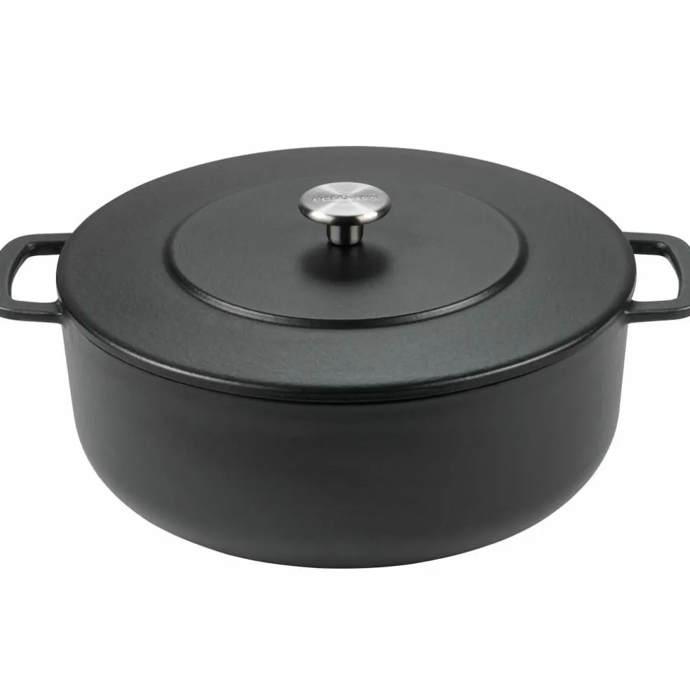 Gjutjärnsgryta emaljerad, Svart, 28 cm.