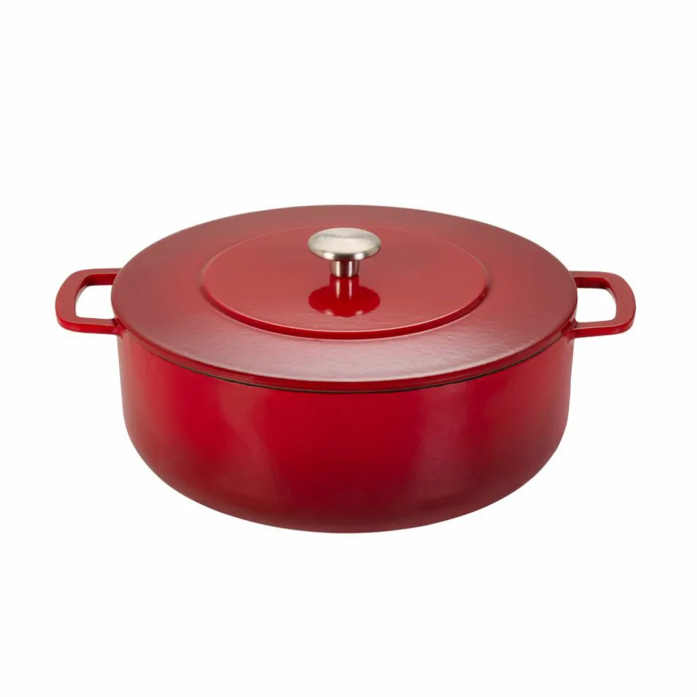 Gjutjärnsgryta med lock 28 cm/5,3 liter, cherry