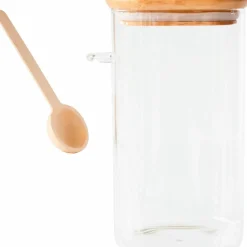 Glasburk med bambulock och måttsked 800 ml