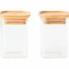 Glasburk med bambulock 2-pack XS