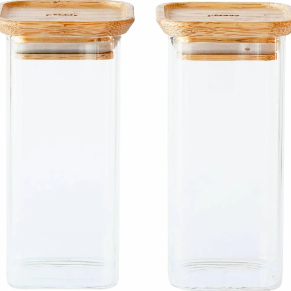 Glasburk med bambulock 2-pack XS