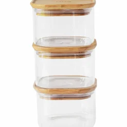 Glasburk med bambulock 10x10 cm 3-pack