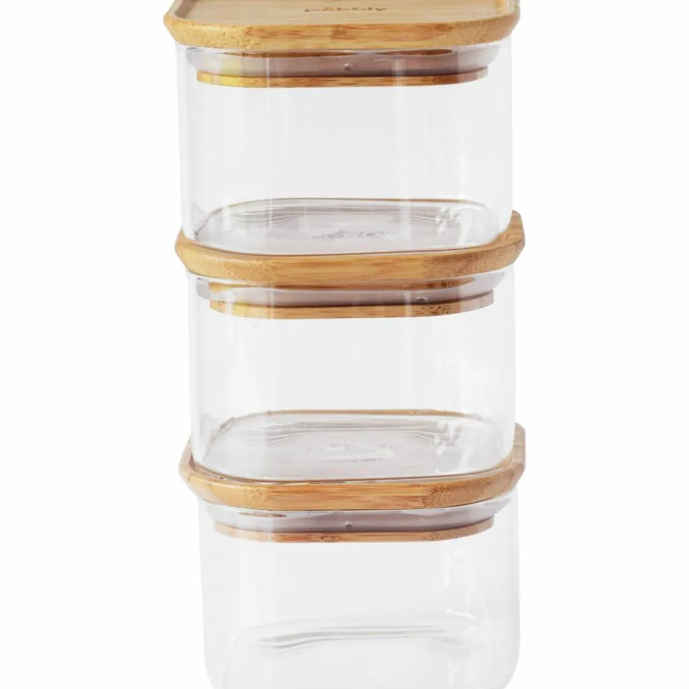 Glasburk med bambulock 10x10 cm 3-pack