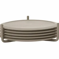 Glasunderlägg + hållare 6 st, taupe