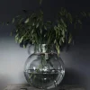Glasvas/Lykta Rund med Läderband 10 cm