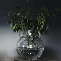 Glasvas/Lykta Rund med Läderband 10 cm