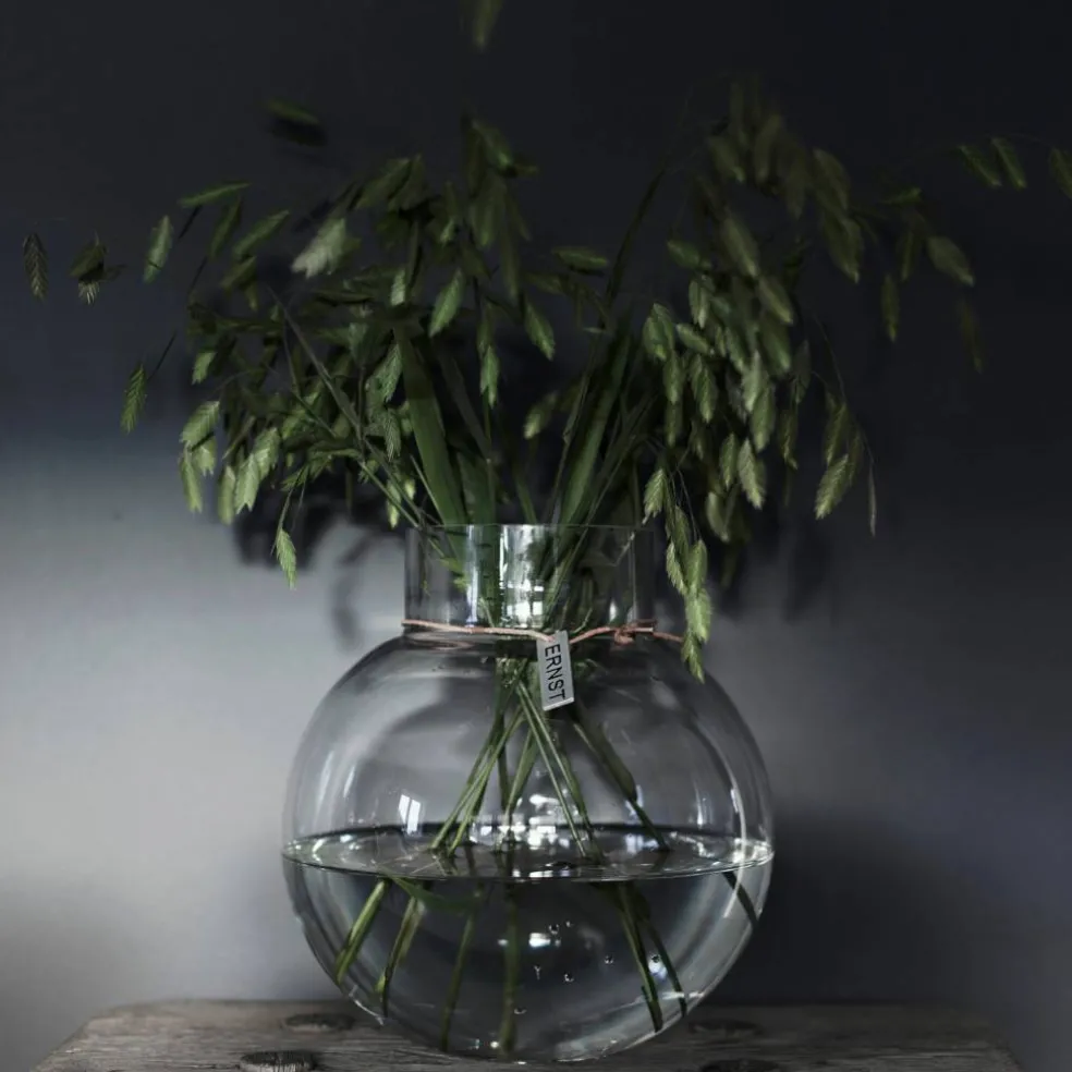 Glasvas/Lykta Rund med Läderband 10 cm