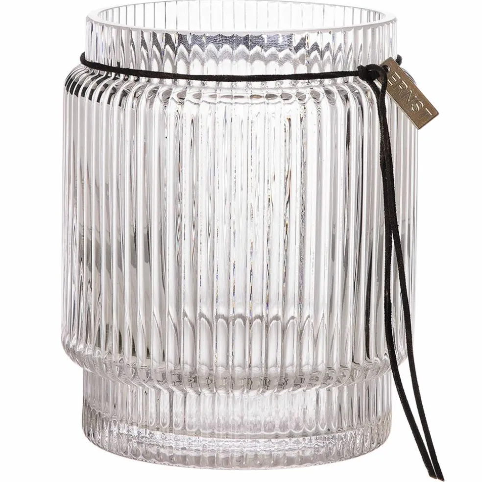Glasvas med randing struktur, 28 cm