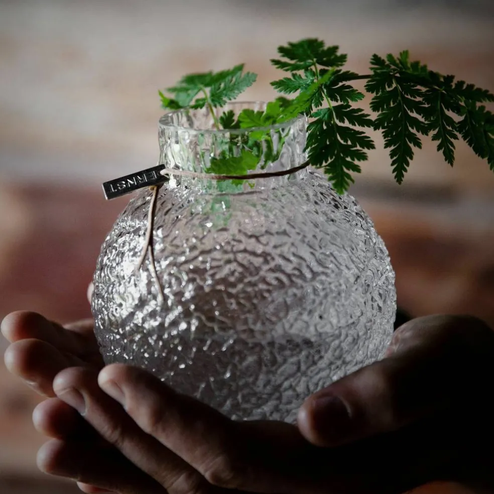 Glasvas med rund mönstrad struktur, 30cm