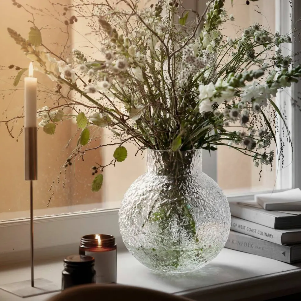 Glasvas med rund mönstrad struktur, 30cm