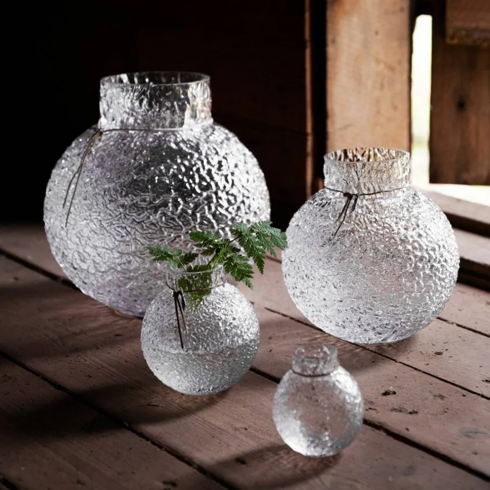 Glasvas med rund mönstrad struktur, 30cm