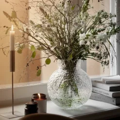 Glasvas med rund mönstrad struktur, 22 cm