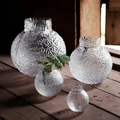 Glasvas med rund mönstrad struktur, 22 cm